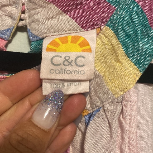 C&C California Pastel Striped 100% Linen Dress - XS - Halter - Picture 2 of 5